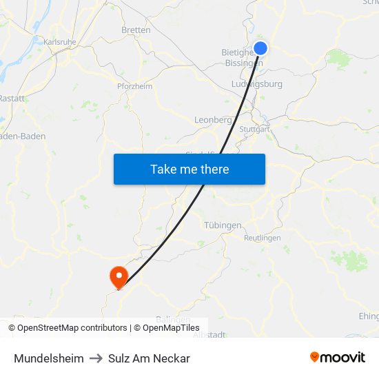 Mundelsheim to Sulz Am Neckar map