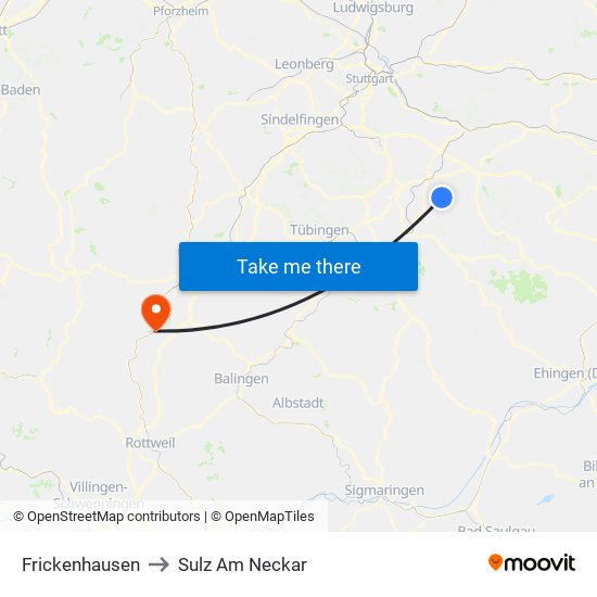 Frickenhausen to Sulz Am Neckar map