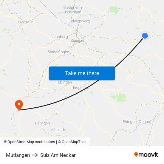 Mutlangen to Sulz Am Neckar map