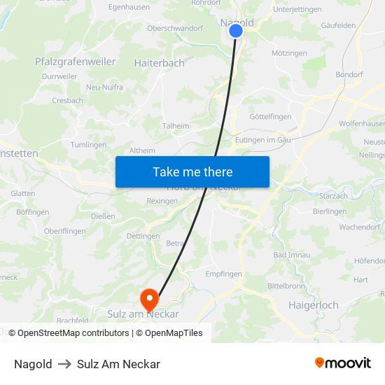 Nagold to Sulz Am Neckar map