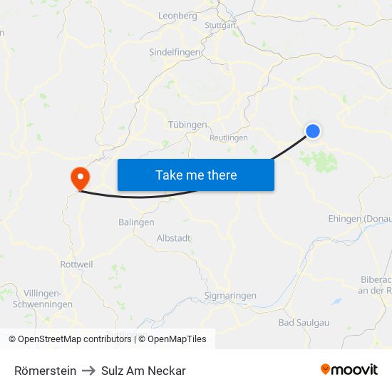 Römerstein to Sulz Am Neckar map