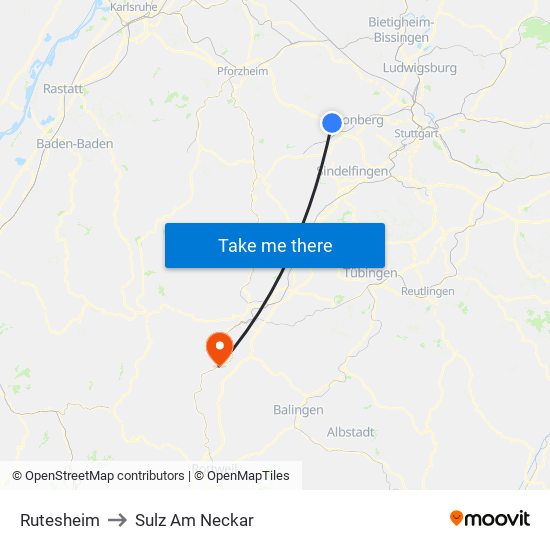 Rutesheim to Sulz Am Neckar map