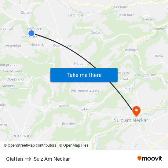 Glatten to Sulz Am Neckar map