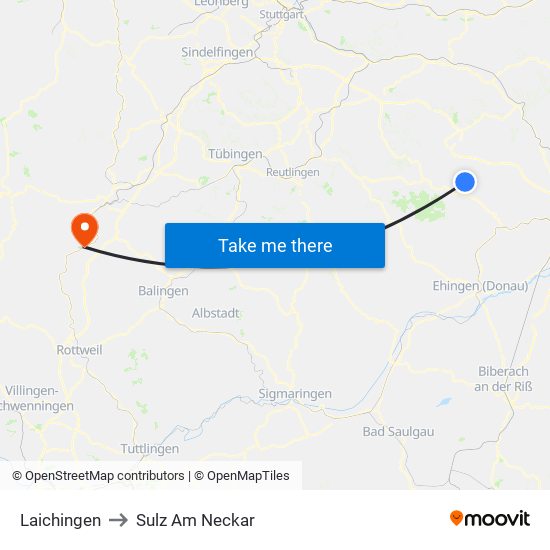 Laichingen to Sulz Am Neckar map