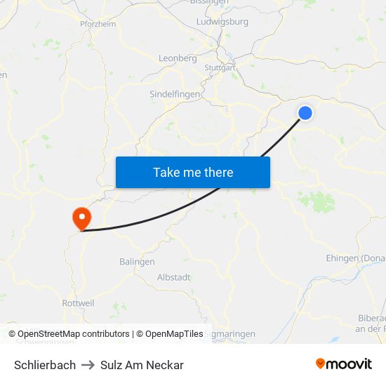 Schlierbach to Sulz Am Neckar map