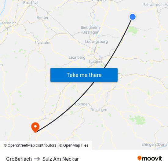 Großerlach to Sulz Am Neckar map