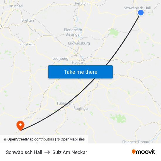 Schwäbisch Hall to Sulz Am Neckar map