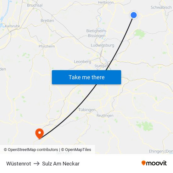 Wüstenrot to Sulz Am Neckar map