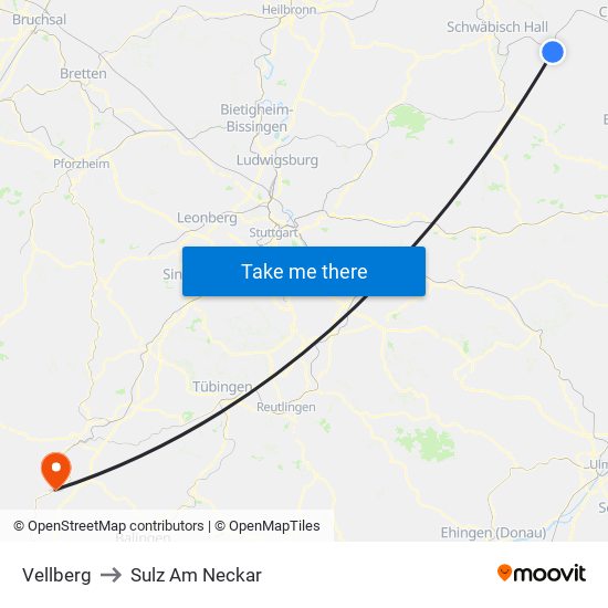 Vellberg to Sulz Am Neckar map