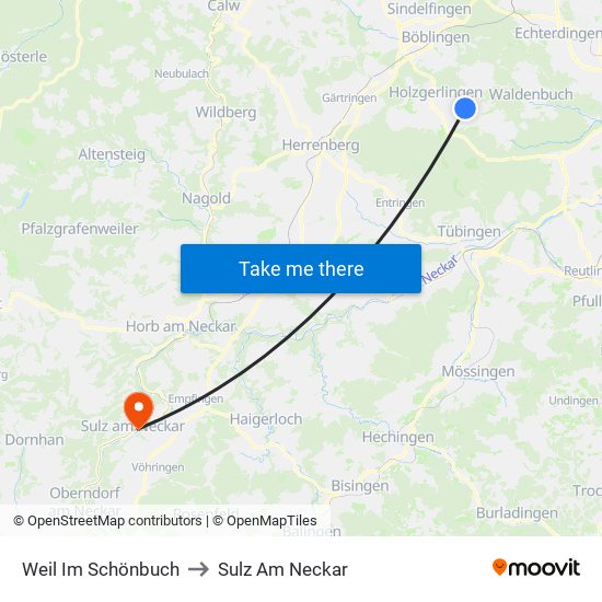 Weil Im Schönbuch to Sulz Am Neckar map