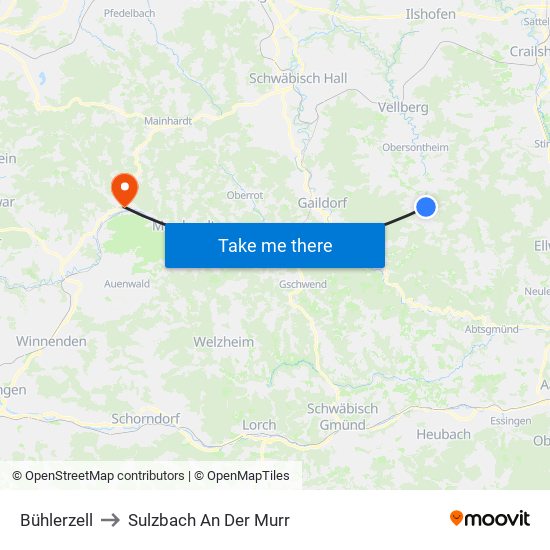 Bühlerzell to Sulzbach An Der Murr map