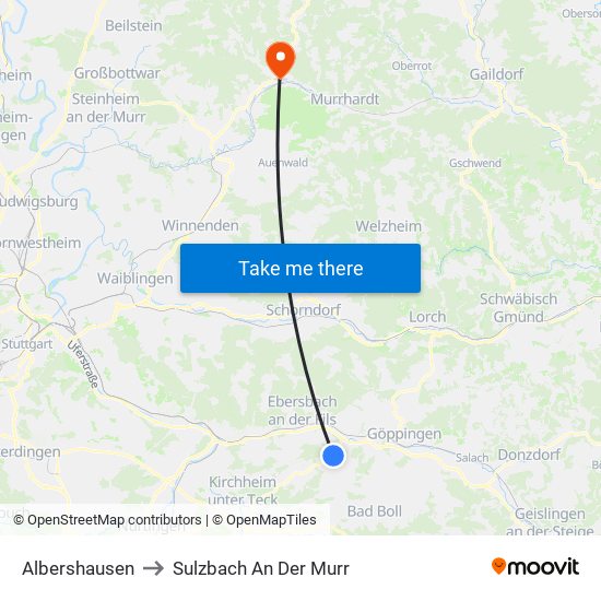 Albershausen to Sulzbach An Der Murr map