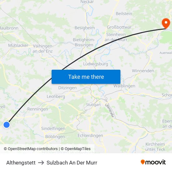 Althengstett to Sulzbach An Der Murr map
