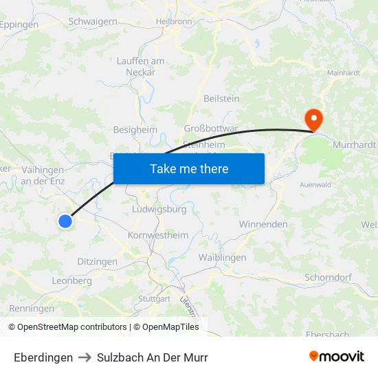 Eberdingen to Sulzbach An Der Murr map