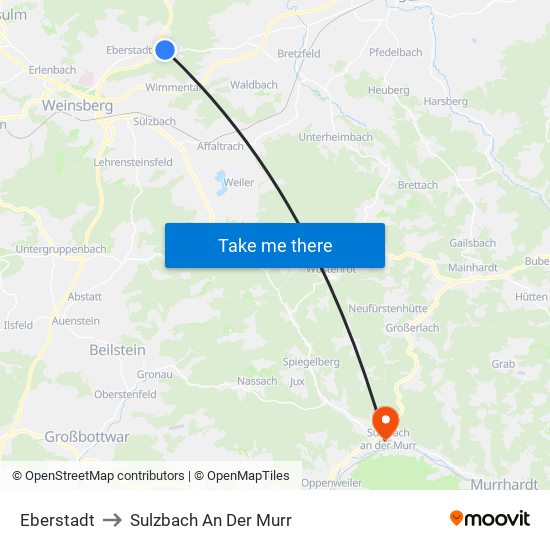 Eberstadt to Sulzbach An Der Murr map