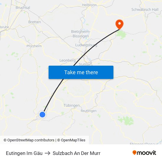 Eutingen Im Gäu to Sulzbach An Der Murr map