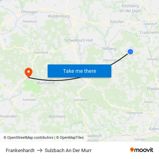 Frankenhardt to Sulzbach An Der Murr map