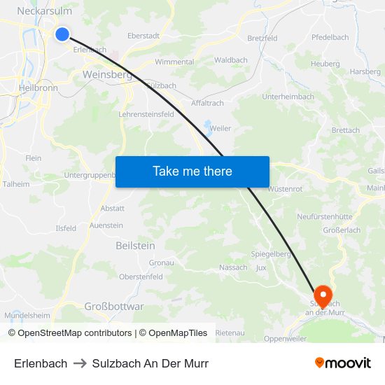 Erlenbach to Sulzbach An Der Murr map