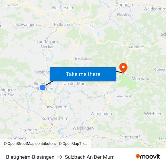 Bietigheim-Bissingen to Sulzbach An Der Murr map