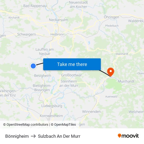 Bönnigheim to Sulzbach An Der Murr map