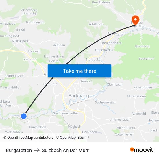 Burgstetten to Sulzbach An Der Murr map