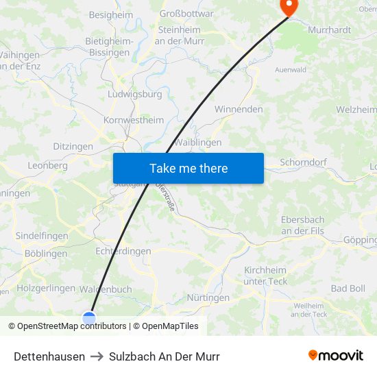 Dettenhausen to Sulzbach An Der Murr map