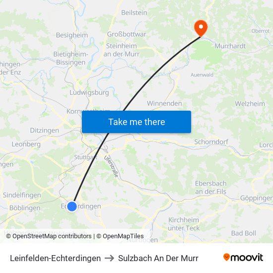 Leinfelden-Echterdingen to Sulzbach An Der Murr map
