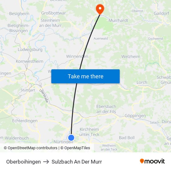 Oberboihingen to Sulzbach An Der Murr map