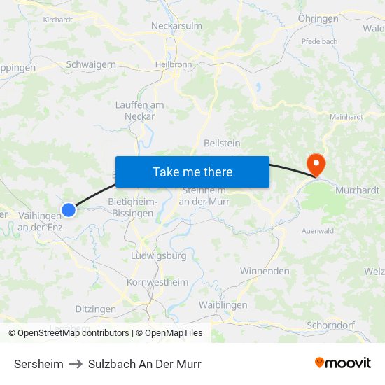 Sersheim to Sulzbach An Der Murr map