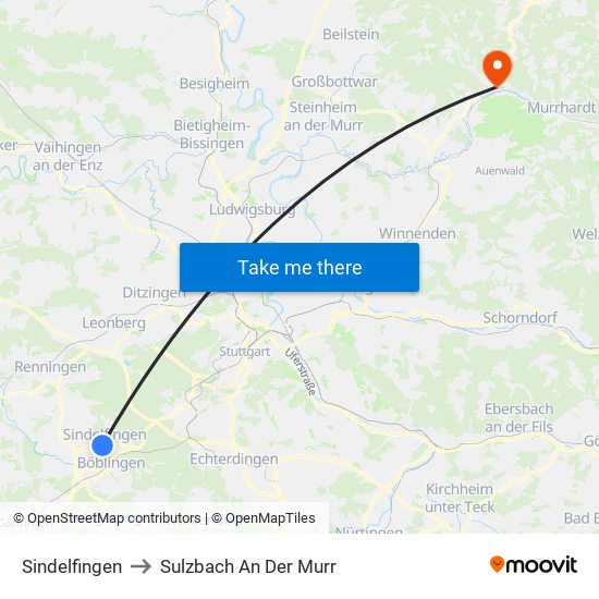 Sindelfingen to Sulzbach An Der Murr map