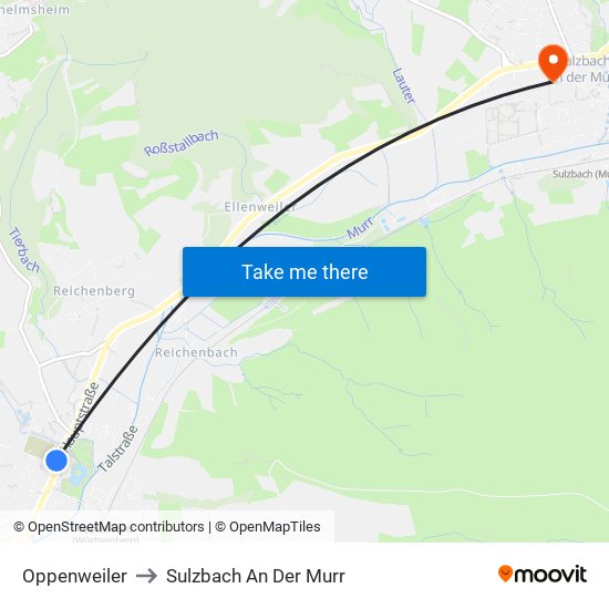 Oppenweiler to Sulzbach An Der Murr map