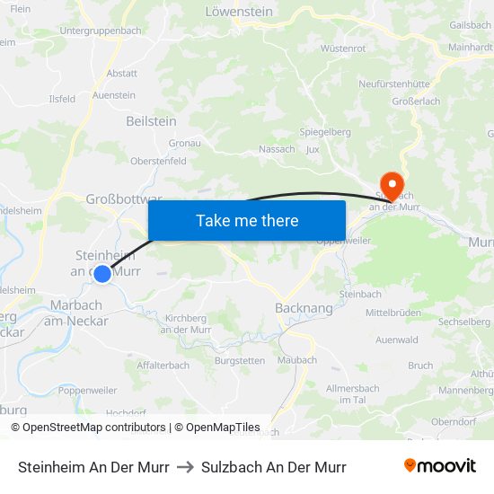 Steinheim An Der Murr to Sulzbach An Der Murr map