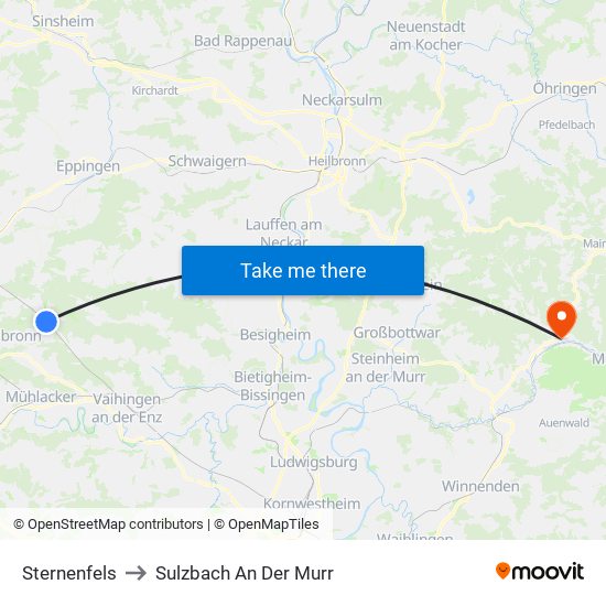 Sternenfels to Sulzbach An Der Murr map