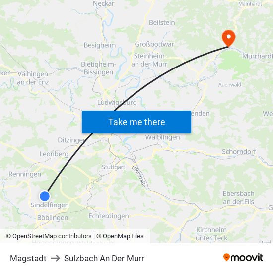 Magstadt to Sulzbach An Der Murr map