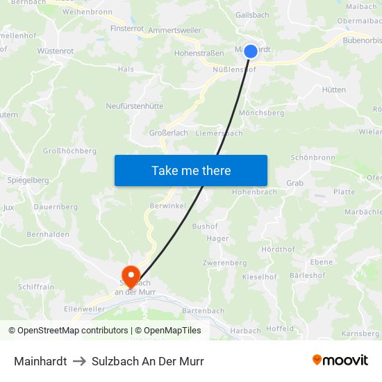 Mainhardt to Sulzbach An Der Murr map