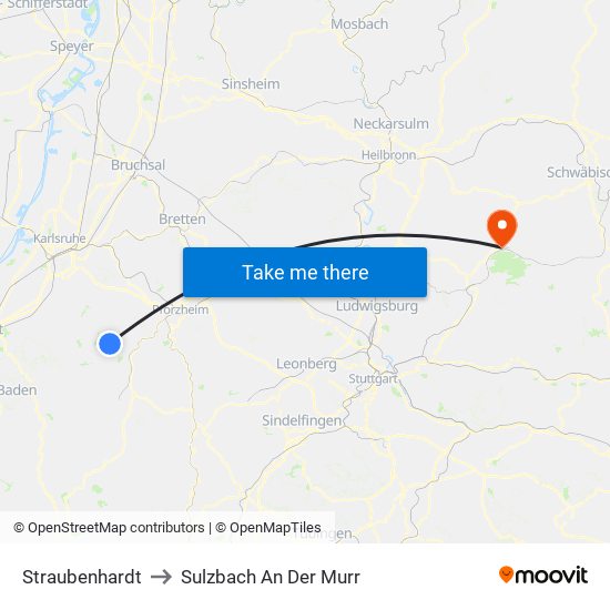 Straubenhardt to Sulzbach An Der Murr map