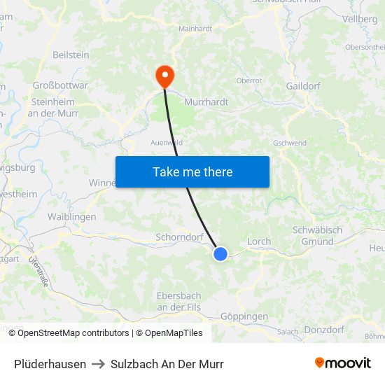 Plüderhausen to Sulzbach An Der Murr map