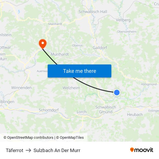 Täferrot to Sulzbach An Der Murr map