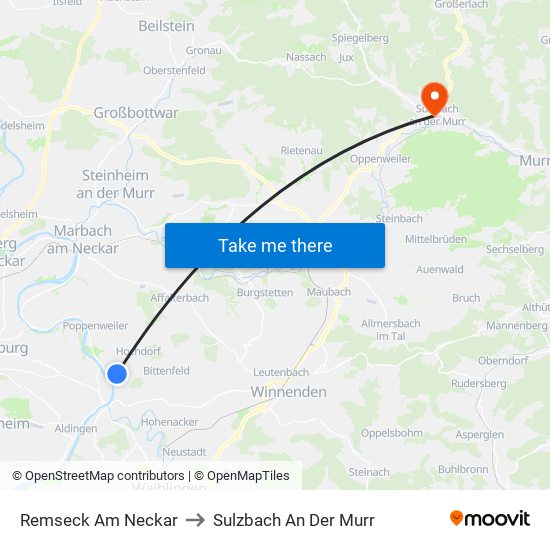 Remseck Am Neckar to Sulzbach An Der Murr map