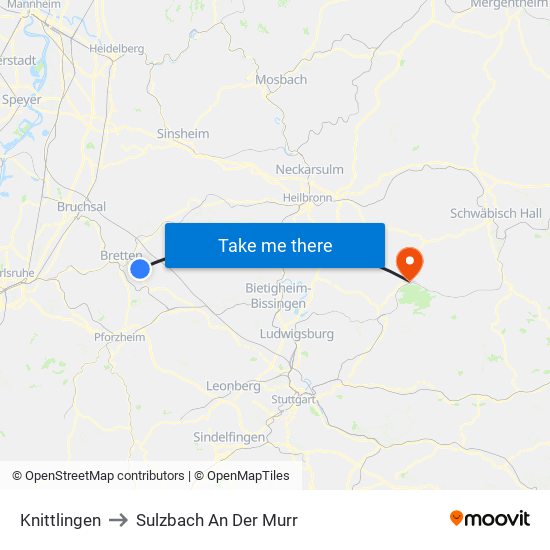 Knittlingen to Sulzbach An Der Murr map