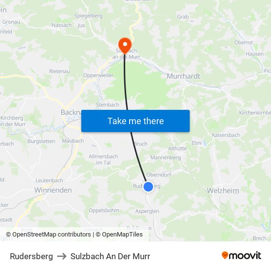 Rudersberg to Sulzbach An Der Murr map