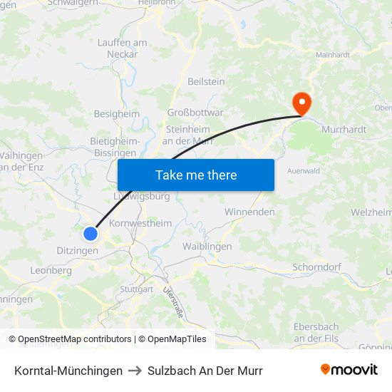 Korntal-Münchingen to Sulzbach An Der Murr map