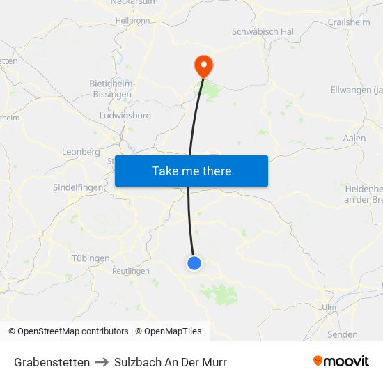 Grabenstetten to Sulzbach An Der Murr map