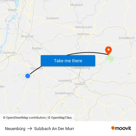 Neuenbürg to Sulzbach An Der Murr map