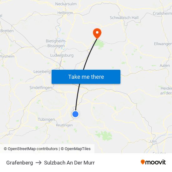 Grafenberg to Sulzbach An Der Murr map