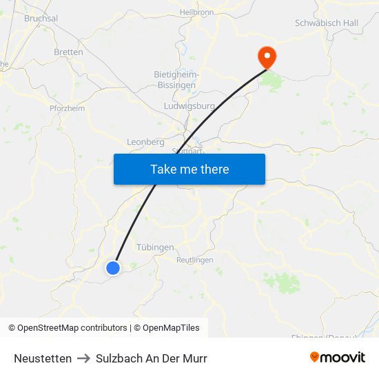 Neustetten to Sulzbach An Der Murr map