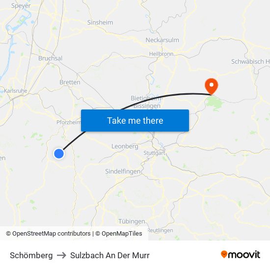 Schömberg to Sulzbach An Der Murr map
