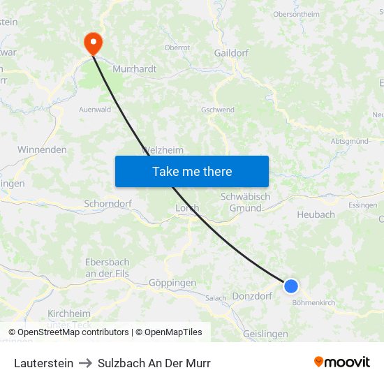 Lauterstein to Sulzbach An Der Murr map