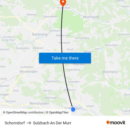 Schorndorf to Sulzbach An Der Murr map