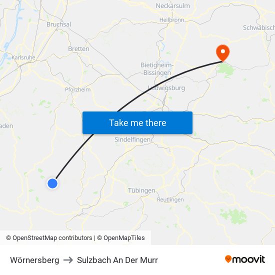 Wörnersberg to Sulzbach An Der Murr map